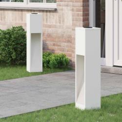 Lumi&egrave;re de Chemin LED Solaire 2 pcs Blanc Acier lamin&eacute; &agrave; froid