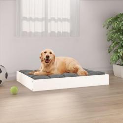 Lit pour chien Blanc 71,5x54x9 cm Bois de pin solide