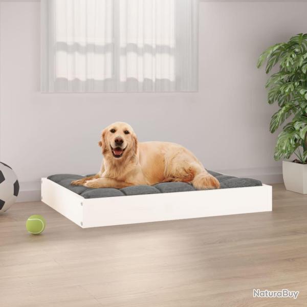 Lit pour chien Blanc 71,5x54x9 cm Bois de pin solide