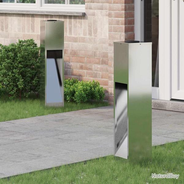 Lumi�re de Chemin LED Solaire 2 pcs Argent� Galvanis�