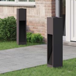 Lumi&egrave;re de Chemin LED Solaire 2 pcs Noir Acier lamin&eacute; &agrave; froid