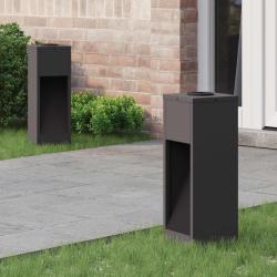 Lumi&egrave;re de Chemin LED Solaire 2 pcs Noir Acier lamin&eacute; &agrave; froid