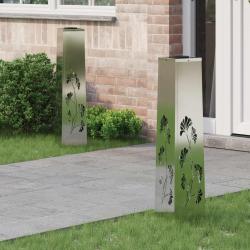 Lumi&egrave;re de chemin LED solaire 2 pcs Argent&eacute; Acier Galvanis&eacute;