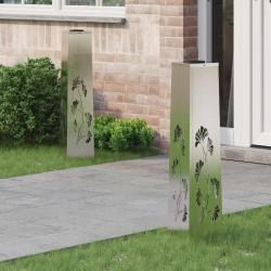 Lumi&egrave;re de chemin LED solaire 2 pcs Argent&eacute; Acier inoxydable