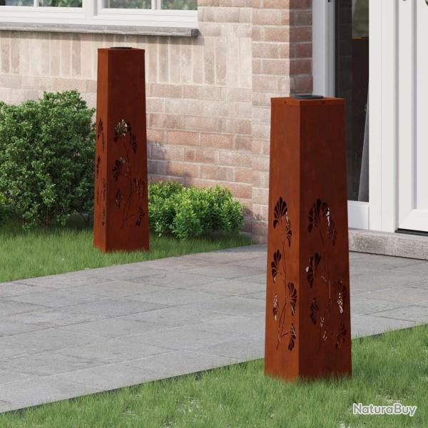 Lumi�re de chemin LED solaire 2 pcs Rouill� Acier patin�