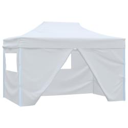 Tente pliable de r&eacute;ception avec 4 parois 3 x 4,5 m Blanc