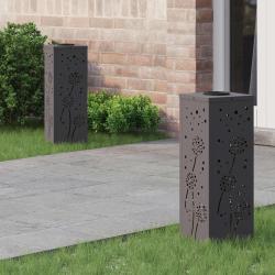 Lumi&egrave;re de chemin LED solaire 2 pcs Noir Acier lamin&eacute; &agrave; froid