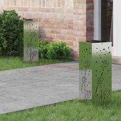 Lumi&egrave;re de chemin LED solaire 2 pcs Argent&eacute; Acier Galvanis&eacute;