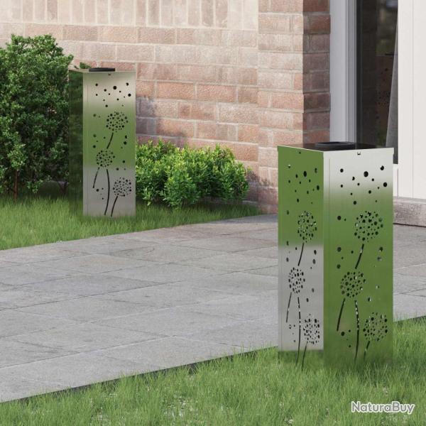 Lumi�re de chemin LED solaire 2 pcs Argent� Acier Galvanis�