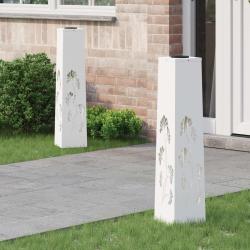 Lumi&egrave;re de chemin LED solaire 2 pcs Blanc Acier lamin&eacute; &agrave; froid