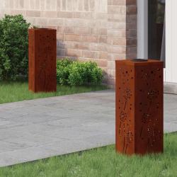 Lumi&egrave;re de chemin LED solaire 2 pcs Rouill&eacute; Acier patin&eacute;