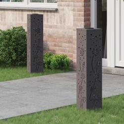 Lumi&egrave;re de chemin LED solaire 2 pcs Noir Acier lamin&eacute; &agrave; froid