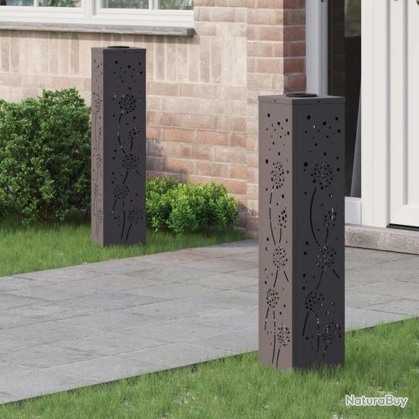 Lumi�re de chemin LED solaire 2 pcs Noir Acier lamin� � froid