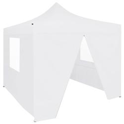 Tente de r&eacute;ception pliable avec 4 parois 3x3 m Acier Blanc