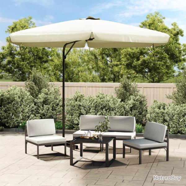 Parasol d'ext�rieur avec m�t en acier 300 cm blanc sable