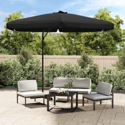 Parasol de jardin avec m&acirc;t en acier 300 cm Noir
