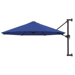Parasol mural avec m&acirc;t m&eacute;tallique 300 cm Bleu