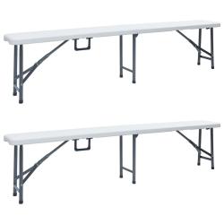 Bancs de jardin pliables lot de 2 180 cm PEHD Blanc