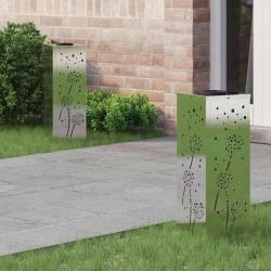 Lumi&egrave;re de chemin LED solaire 2 pcs Argent&eacute; Acier inoxydable