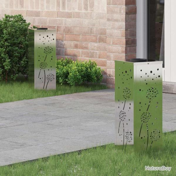 Lumi�re de chemin LED solaire 2 pcs Argent� Acier inoxydable