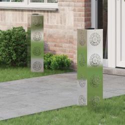 Lumi&egrave;re de chemin LED solaire 2 pcs Argent&eacute; Acier inoxydable