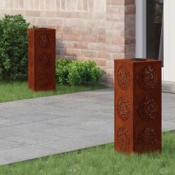 Lumi&egrave;re de chemin LED solaire 2 pcs Rouill&eacute; Acier patin&eacute;