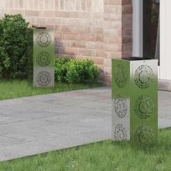 Lumi&egrave;re de chemin LED solaire 2 pcs Argent&eacute; Acier Galvanis&eacute;