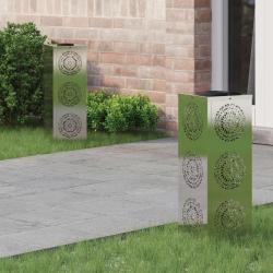 Lumi&egrave;re de chemin LED solaire 2 pcs Argent&eacute; Acier inoxydable