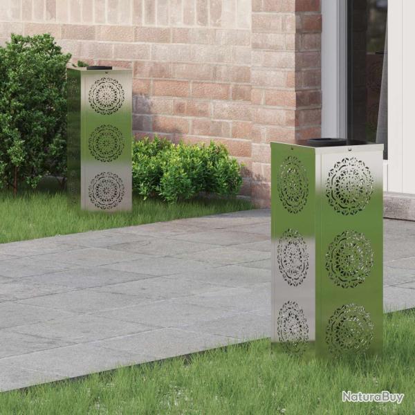 Lumi�re de chemin LED solaire 2 pcs Argent� Acier inoxydable