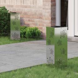 Lumi&egrave;re de chemin LED solaire 2 pcs Argent&eacute; Acier Galvanis&eacute;