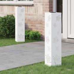 Lumi&egrave;re de chemin LED solaire 2 pcs Blanc Acier lamin&eacute; &agrave; froid