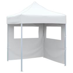 Tente de r&eacute;ception pliable avec 2 parois 2x2 m Acier Blanc