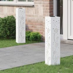 Lumi&egrave;re de chemin LED solaire 2 pcs Blanc Acier lamin&eacute; &agrave; froid