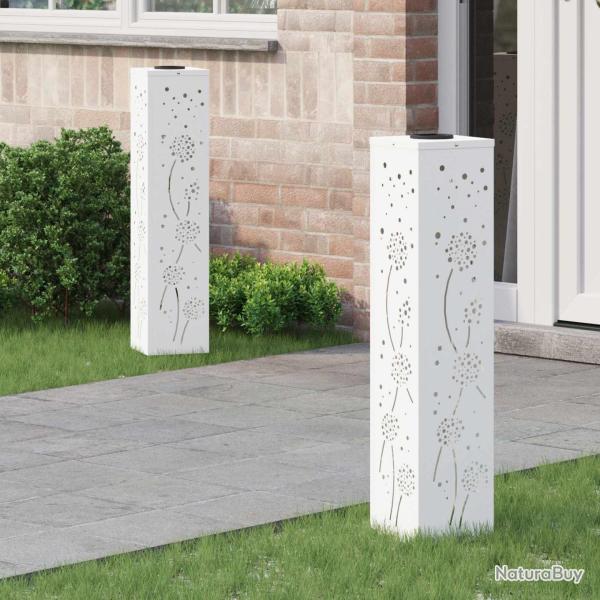 Lumi�re de chemin LED solaire 2 pcs Blanc Acier lamin� � froid
