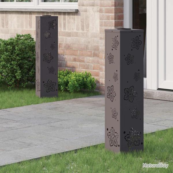 Lumi�re de chemin LED solaire 2 pcs Noir Acier lamin� � froid