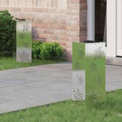 Lumi&egrave;re de chemin LED solaire 2 pcs Argent&eacute; Acier inoxydable