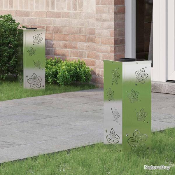 Lumi�re de chemin LED solaire 2 pcs Argent� Acier inoxydable