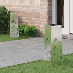 Lumi&egrave;re de chemin LED solaire 2 pcs Argent&eacute; Acier inoxydable