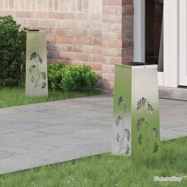 Lumi�re de chemin LED solaire 2 pcs Argent� Acier inoxydable