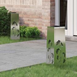 Lumi&egrave;re de chemin LED solaire 2 pcs Argent&eacute; Acier Galvanis&eacute;