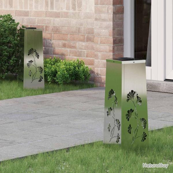 Lumi�re de chemin LED solaire 2 pcs Argent� Acier Galvanis�