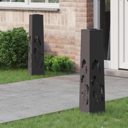 Lumi&egrave;re de chemin LED solaire 2 pcs Noir Acier lamin&eacute; &agrave; froid