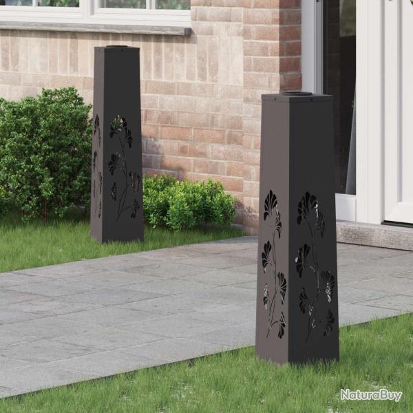 Lumi�re de chemin LED solaire 2 pcs Noir Acier lamin� � froid