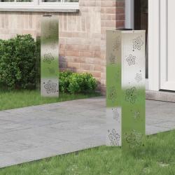 Lumi&egrave;re de chemin LED solaire 2 pcs Argent&eacute; Acier inoxydable