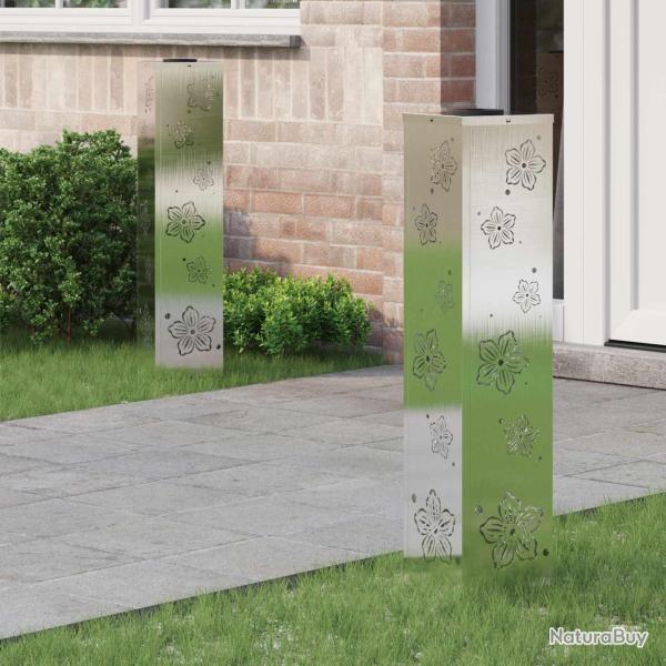 Lumi�re de chemin LED solaire 2 pcs Argent� Acier inoxydable