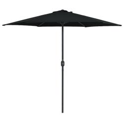 Parasol de jardin et m&acirc;t en aluminium 270x246 cm Noir