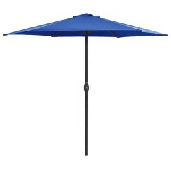 Parasol de jardin et m&acirc;t en aluminium 270x246 cm Bleu azur&eacute;