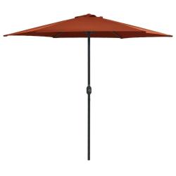 Parasol de jardin et m&acirc;t en aluminium 270x246 cm Terre cuite