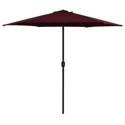 Parasol de jardin et m&acirc;t en aluminium 270x246 cm rouge bordeaux
