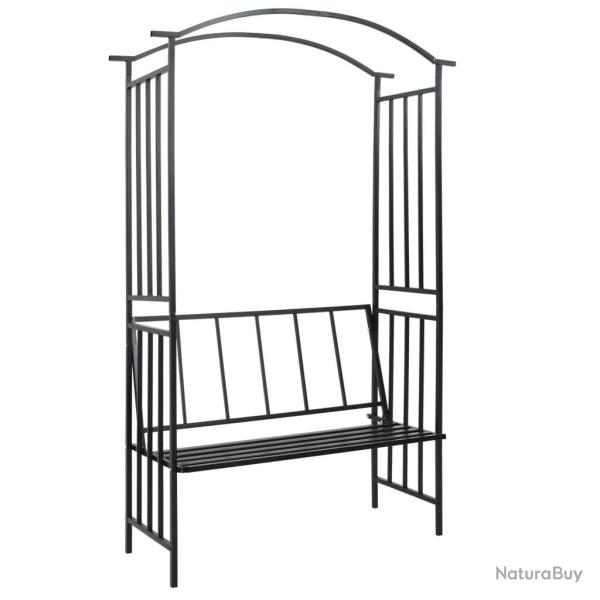 Vo�te de jardin avec banc Noir 128x50x207 cm Fer